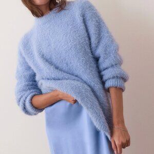 Oversized Crew Neck Eyelash Sweater Size Small